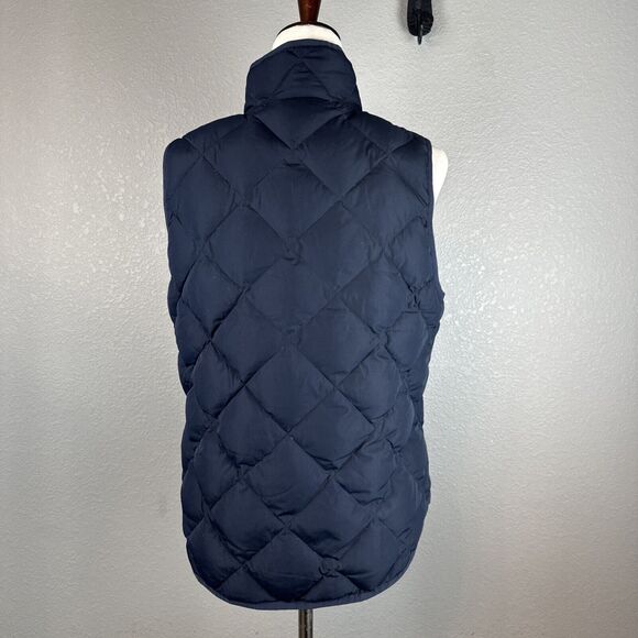 J. Crew Womens Excursion Quilted Down Puffer Vest Size M Navy Blue Pockets - Picture 3 of 8